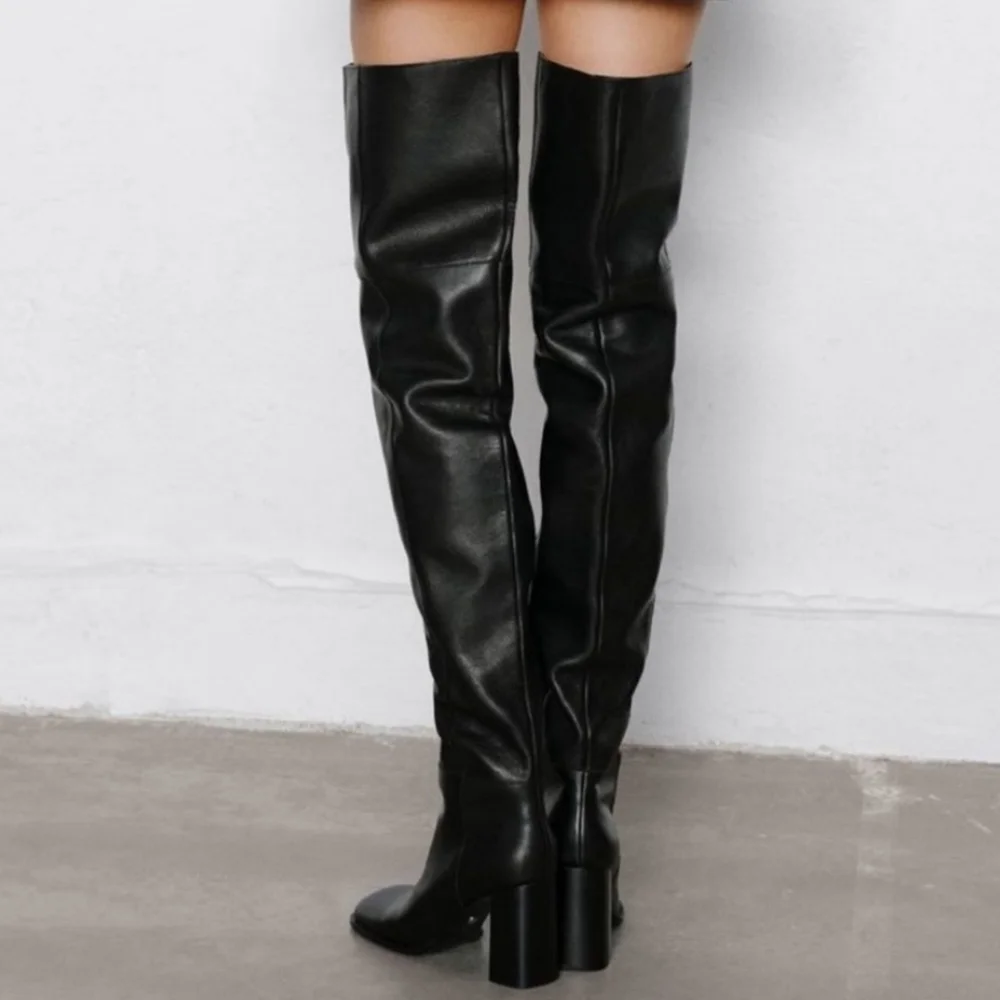 RARE Zara Studio Atelier Limited Edition Over The Knee Leather Heeled Boots